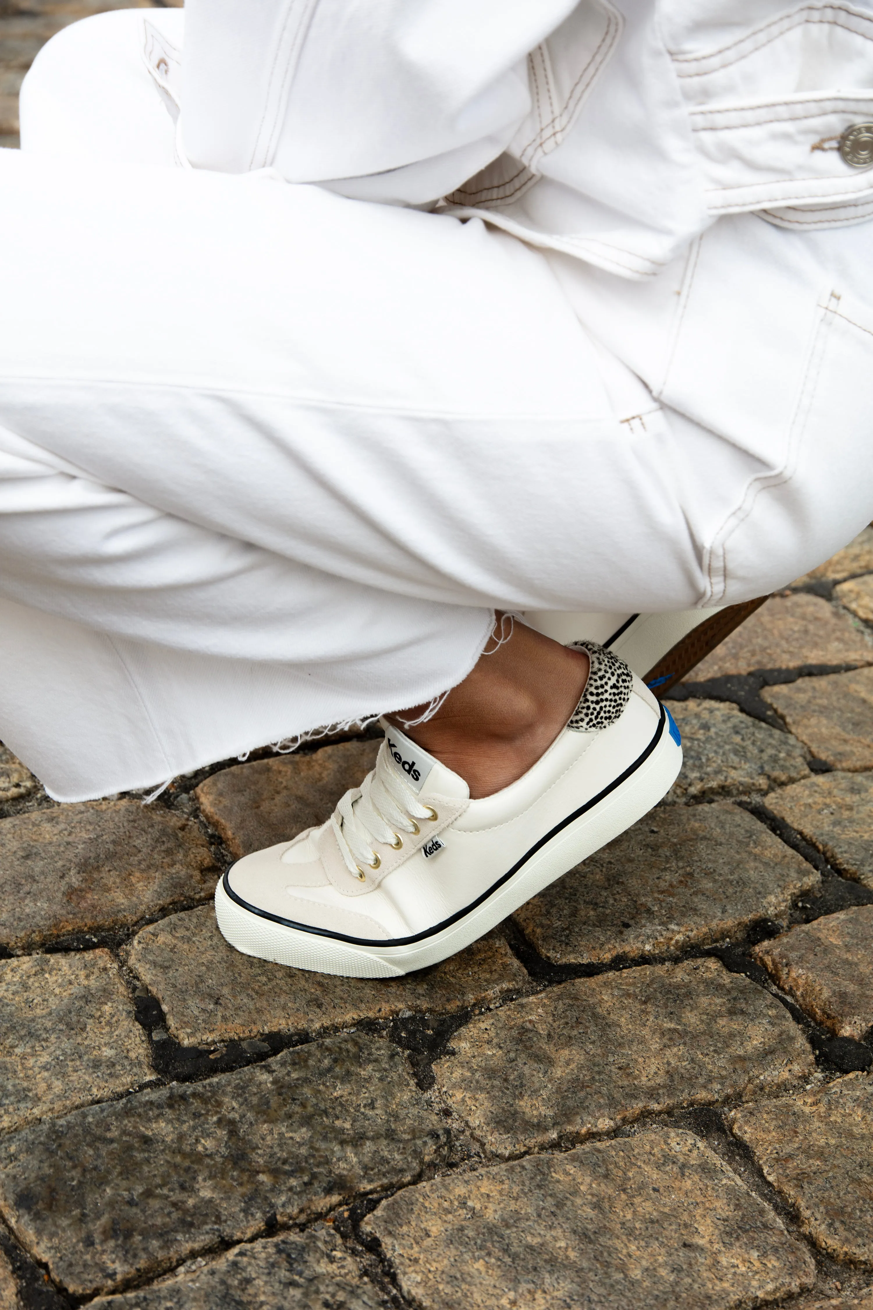 Jump Kick T-Toe Leather/Suede Snow White