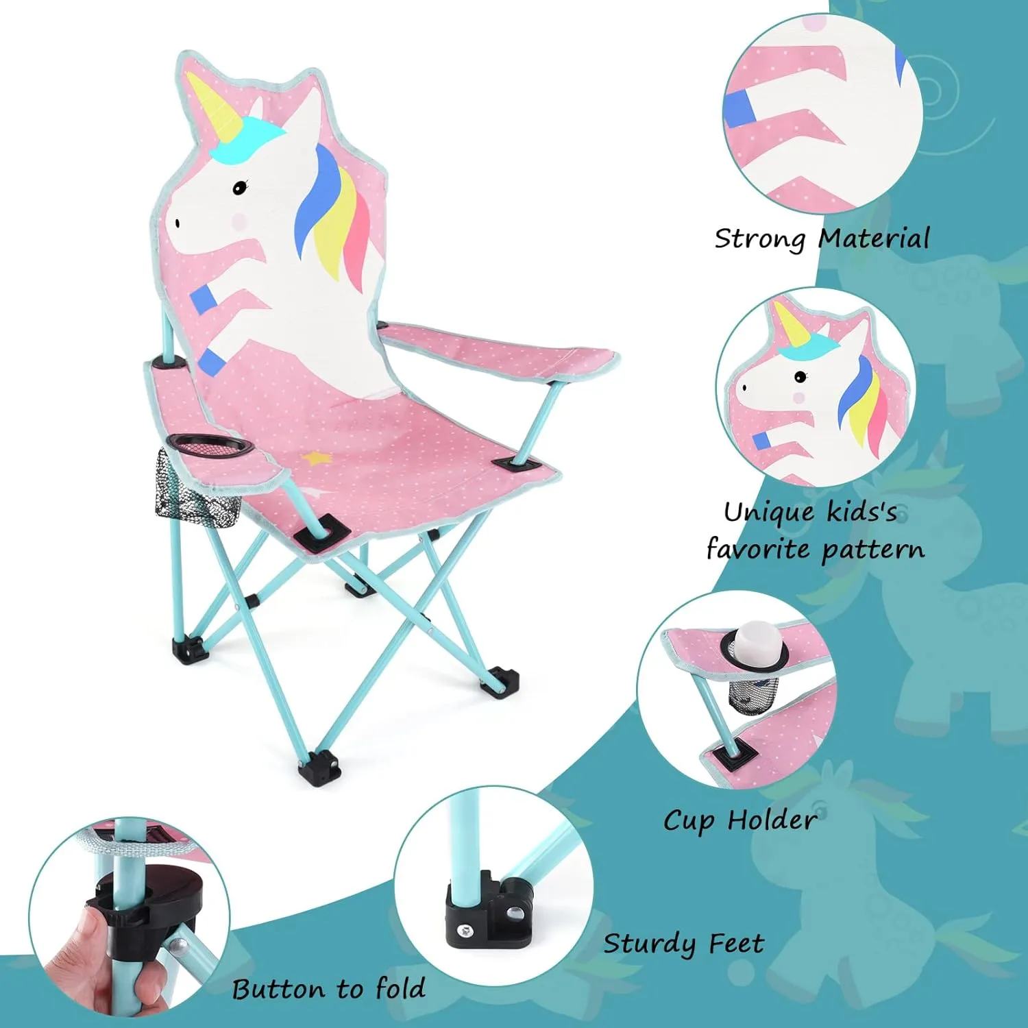 KABOER Kids Outdoor Folding Lawn and Camping Chair with Cup Holder and Carrying Bag, Children's Camping Chairs