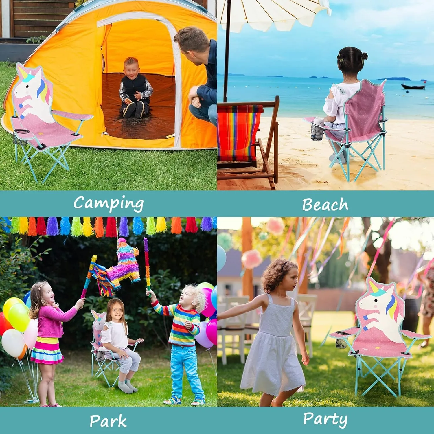 KABOER Kids Outdoor Folding Lawn and Camping Chair with Cup Holder and Carrying Bag, Children's Camping Chairs