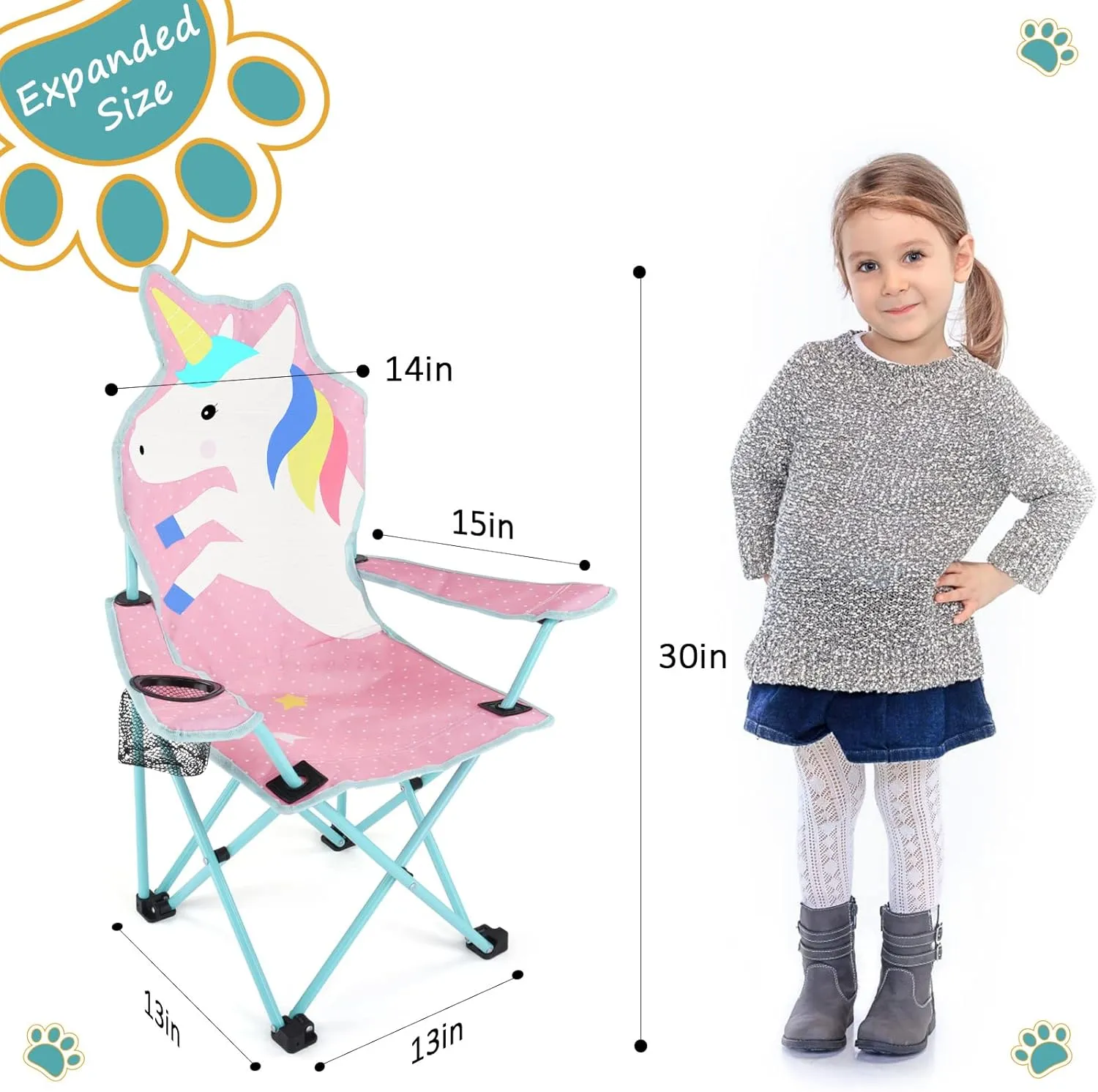 KABOER Kids Outdoor Folding Lawn and Camping Chair with Cup Holder and Carrying Bag, Children's Camping Chairs