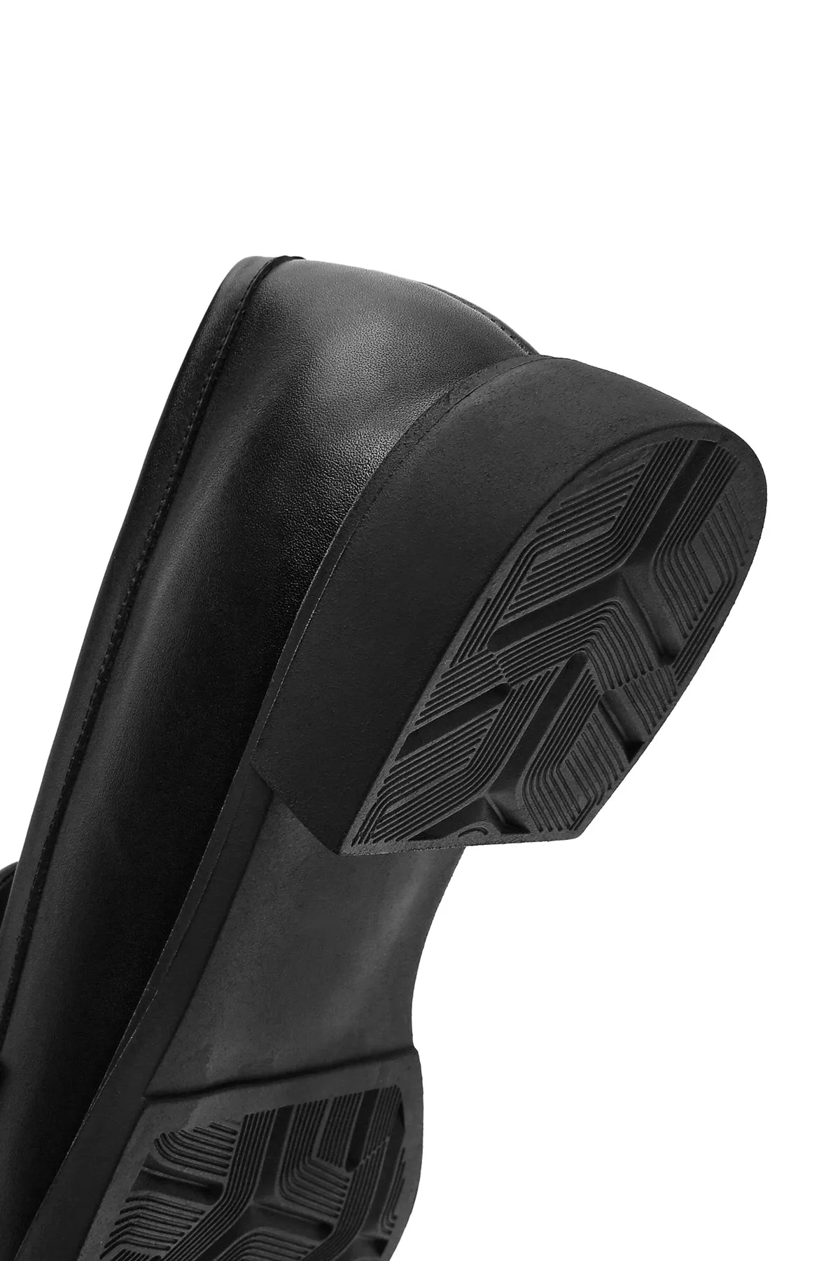 Kadın Siyah Deri Maskülen Loafer