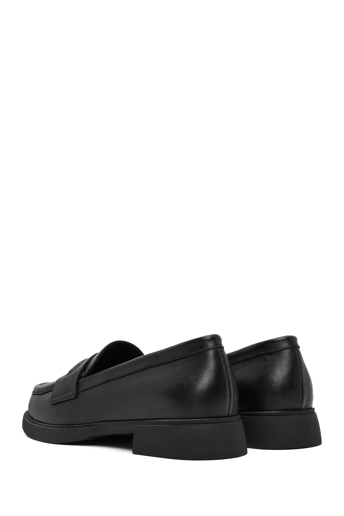 Kadın Siyah Deri Maskülen Loafer
