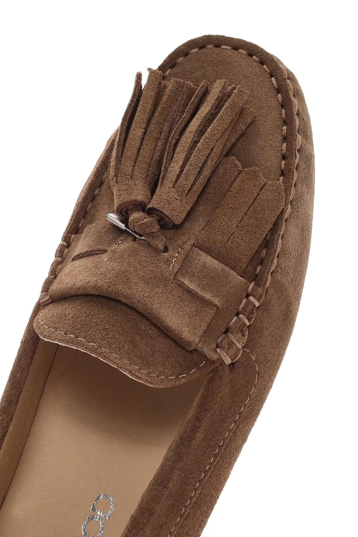 Kadın Taba Püsküllü Süet Deri Loafer