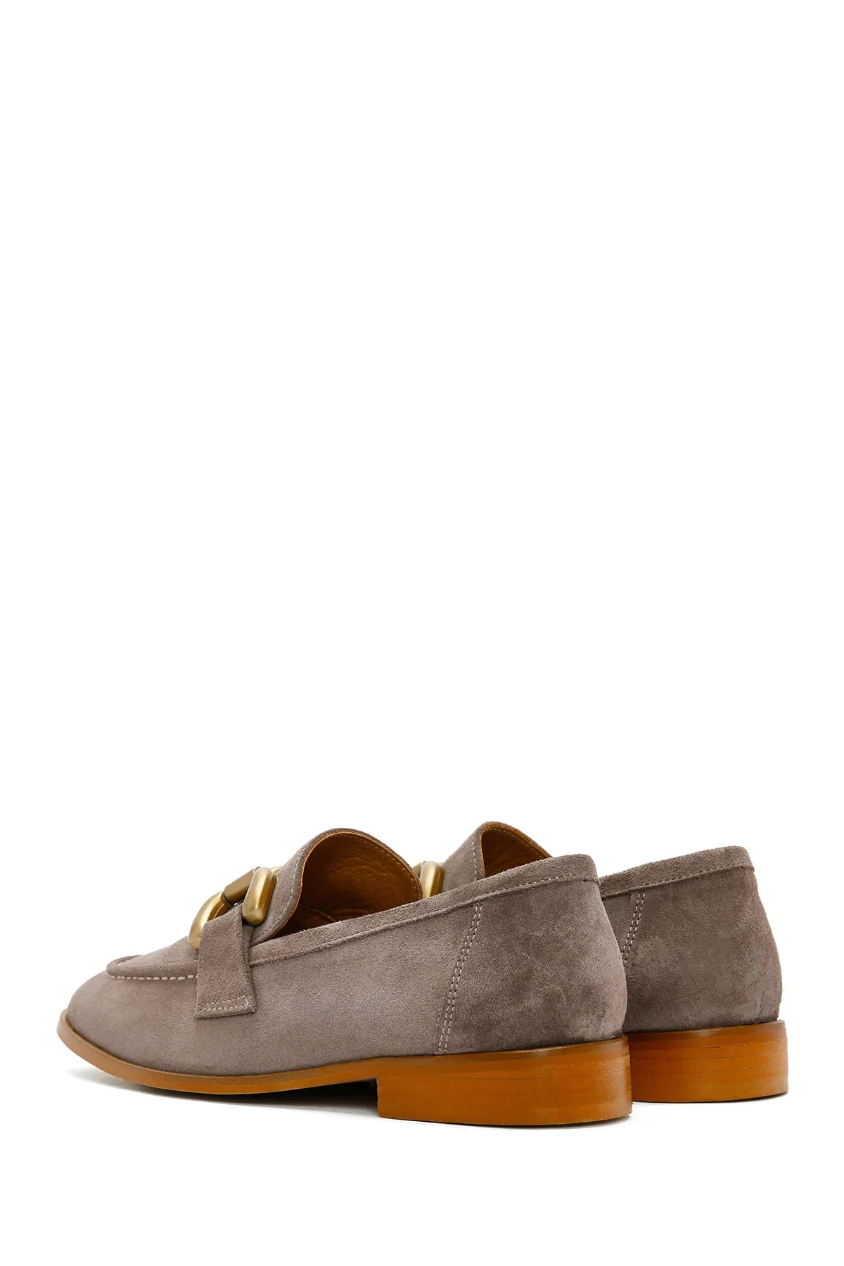 Kadın Vizon Süet Deri Maskülen Loafer