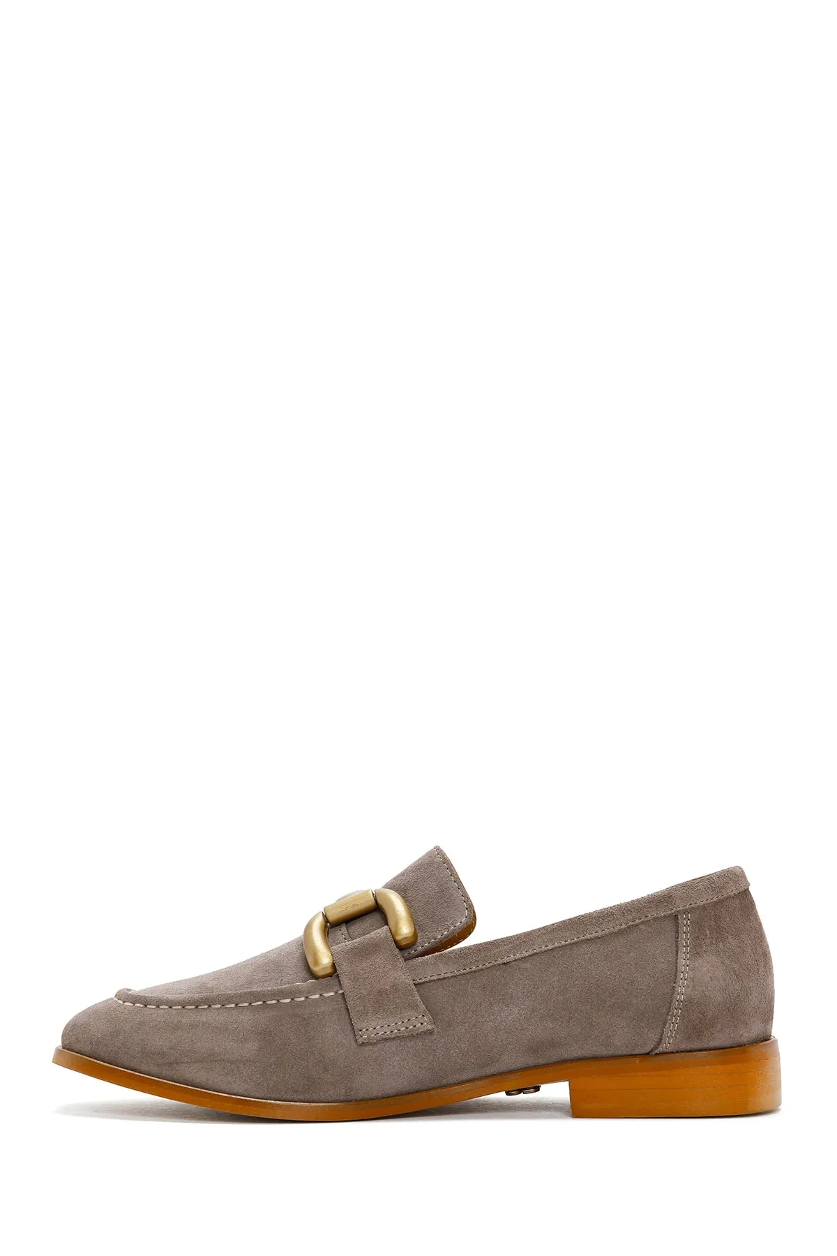 Kadın Vizon Süet Deri Maskülen Loafer