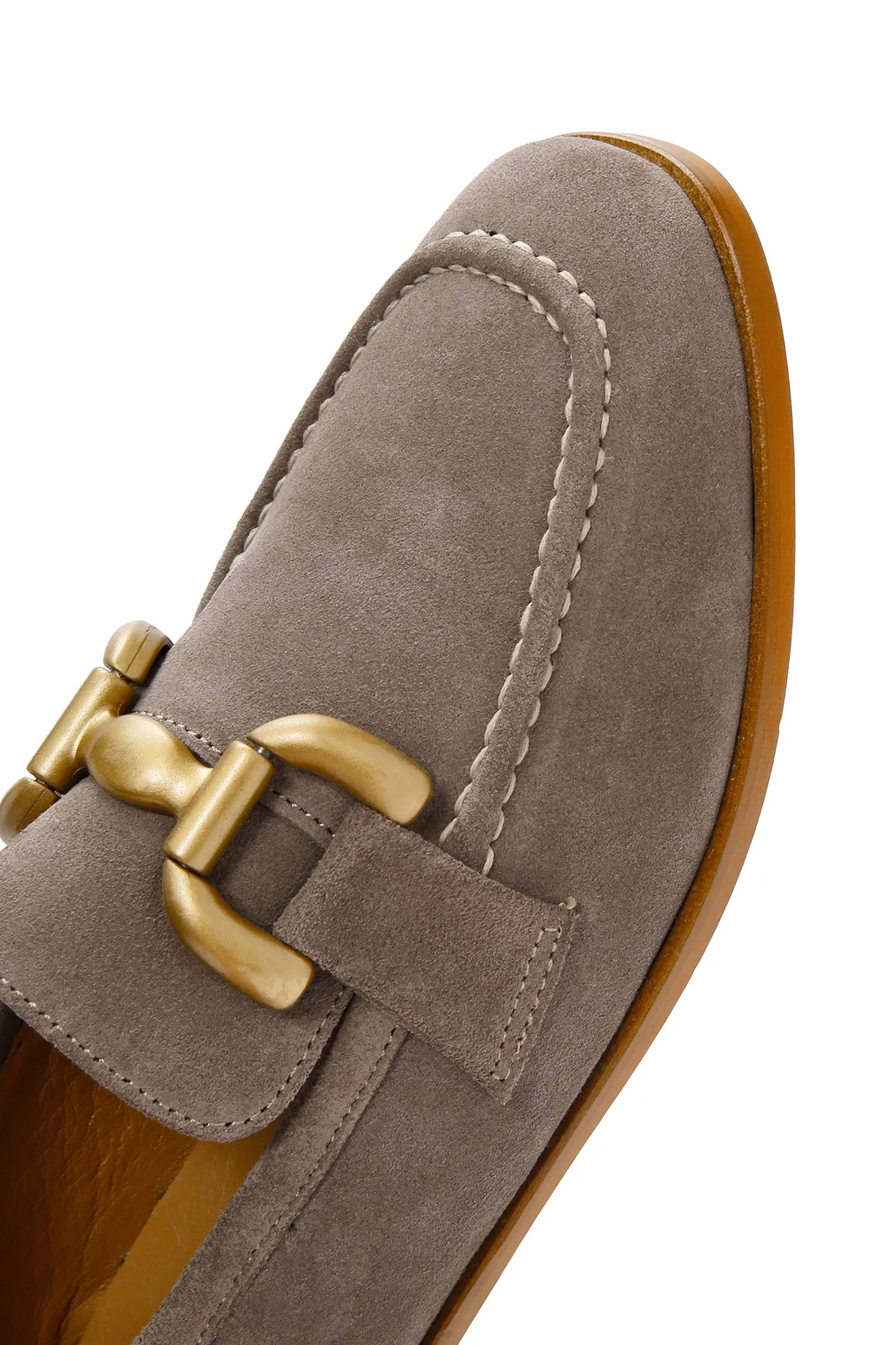 Kadın Vizon Süet Deri Maskülen Loafer