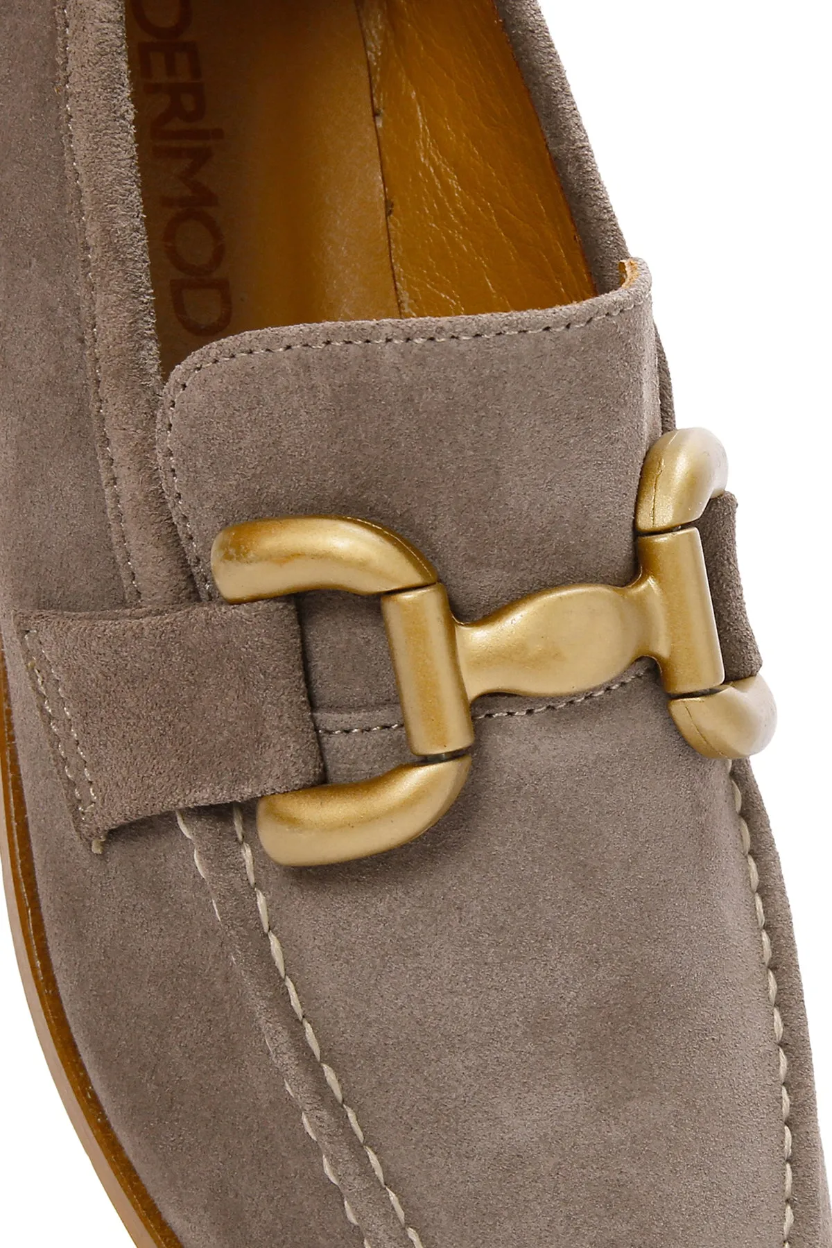 Kadın Vizon Süet Deri Maskülen Loafer