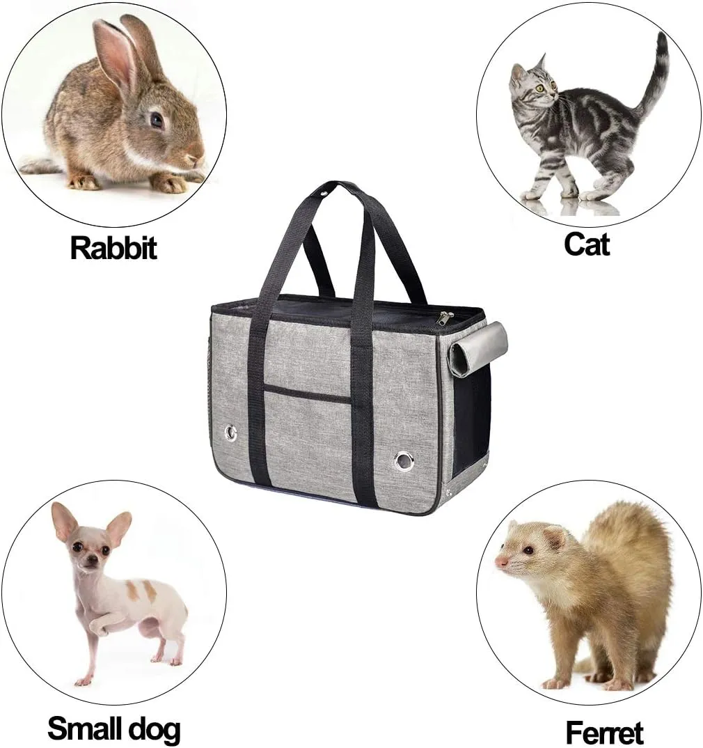 KAMEIOU Small Dog Cat Purse Carrier Soft-Sided Bag for Small Pets Pocket Mat Breathable Mesh Window Outdoor Travel Small Pet Puppy Cat Carrier Tote Bag for Small Dogs Rabbits Cats Carrier Shoulder Bag