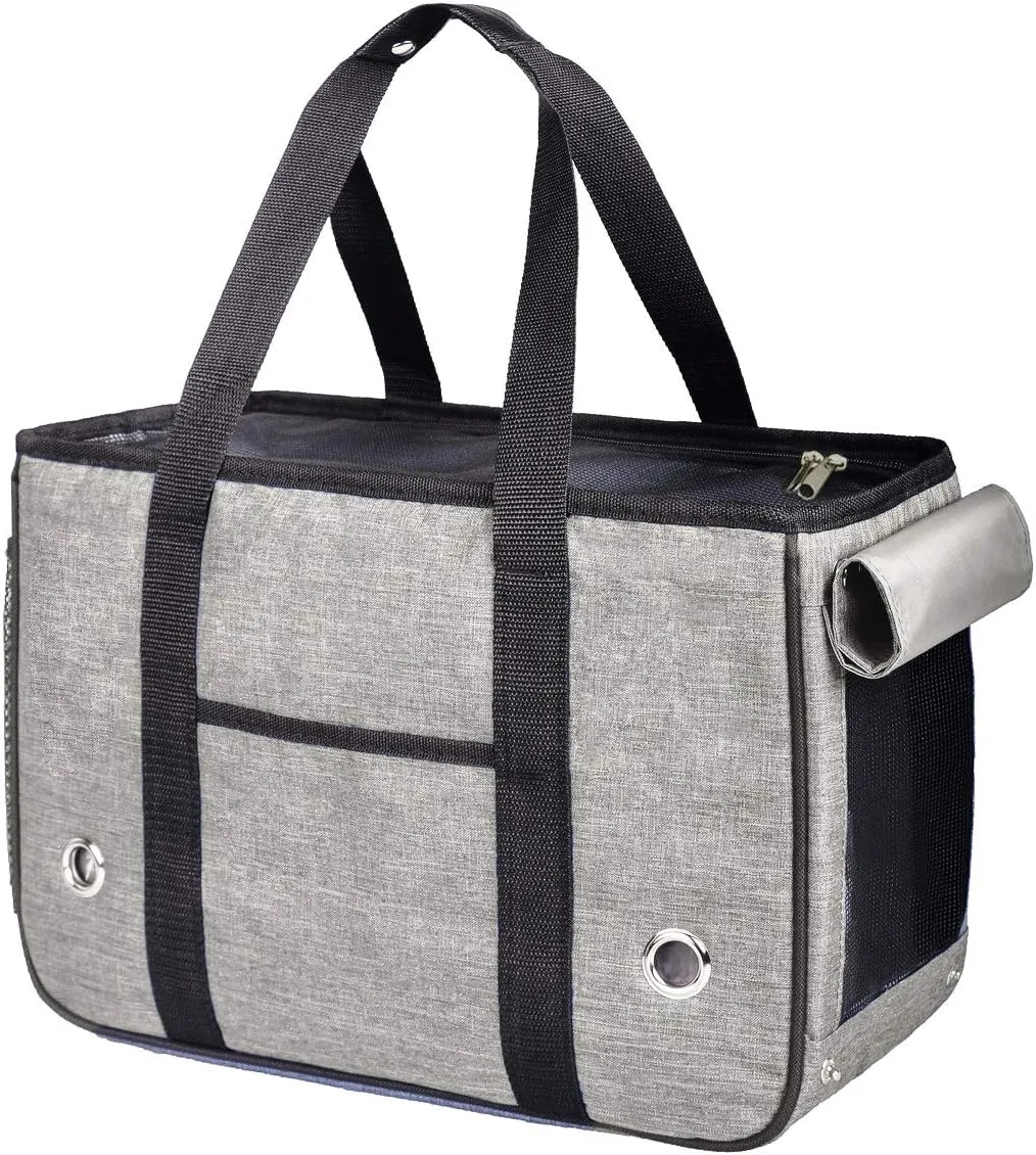 KAMEIOU Small Dog Cat Purse Carrier Soft-Sided Bag for Small Pets Pocket Mat Breathable Mesh Window Outdoor Travel Small Pet Puppy Cat Carrier Tote Bag for Small Dogs Rabbits Cats Carrier Shoulder Bag