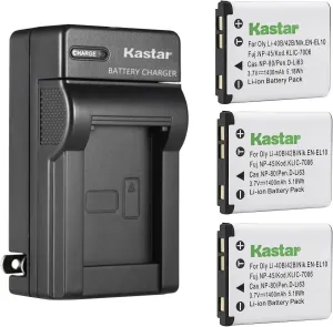 Kastar 3-Pack Battery and AC Wall Charger Replacement for Sealife Reefmaster DC-1200, DC1200, DC-1400, DC1400, DC-600, DC600, Tevion SZ 7, Z1400, Voigtländer Vitolux S100, S80