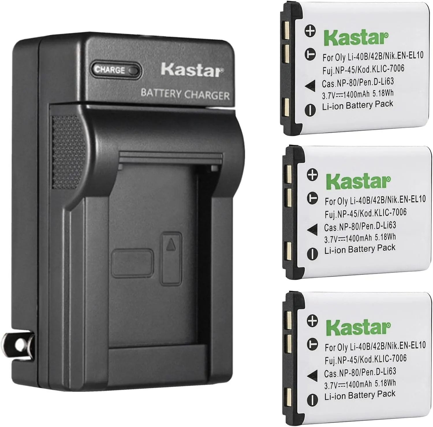 Kastar 3-Pack Battery and AC Wall Charger Replacement for Sealife Reefmaster DC-1200, DC1200, DC-1400, DC1400, DC-600, DC600, Tevion SZ 7, Z1400, Voigtländer Vitolux S100, S80