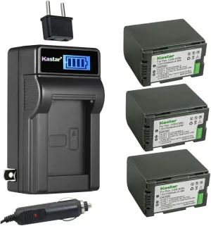 Kastar 3-Pack CGR-D28 Battery and LCD AC Charger Compatible with Panasonic CGR-D120E/1B, CGA-D16, CGA-D16A/1B, CGA-D16R, CGA-D16S, CGA-D16SE/1B, CGA-D220, CGA-D220A/1B, CGA-D220E/1B, CGR-D16 Battery