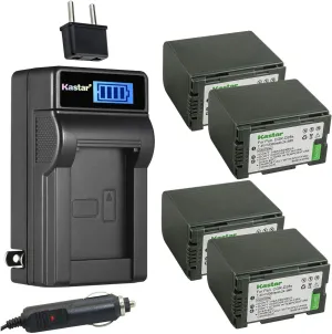 Kastar 4-Pack CGR-D28 Battery and LCD AC Charger Compatible with Panasonic CGR-D320, CGR-D320A/1B, CGR-D320E/1B, VW-VBD25, CGA-D08, CGA-D08A/1B, CGA-D08R, CGA-D08S, CGA-D08SE/1B, CGA-D120 Battery