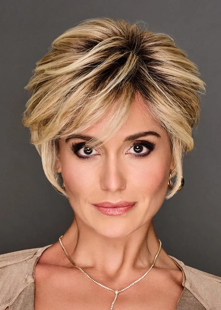 Keep It Classy Chic Layered Short Cut Wig by Hairuwear, Average Cap - GF119 Silver And Smoke