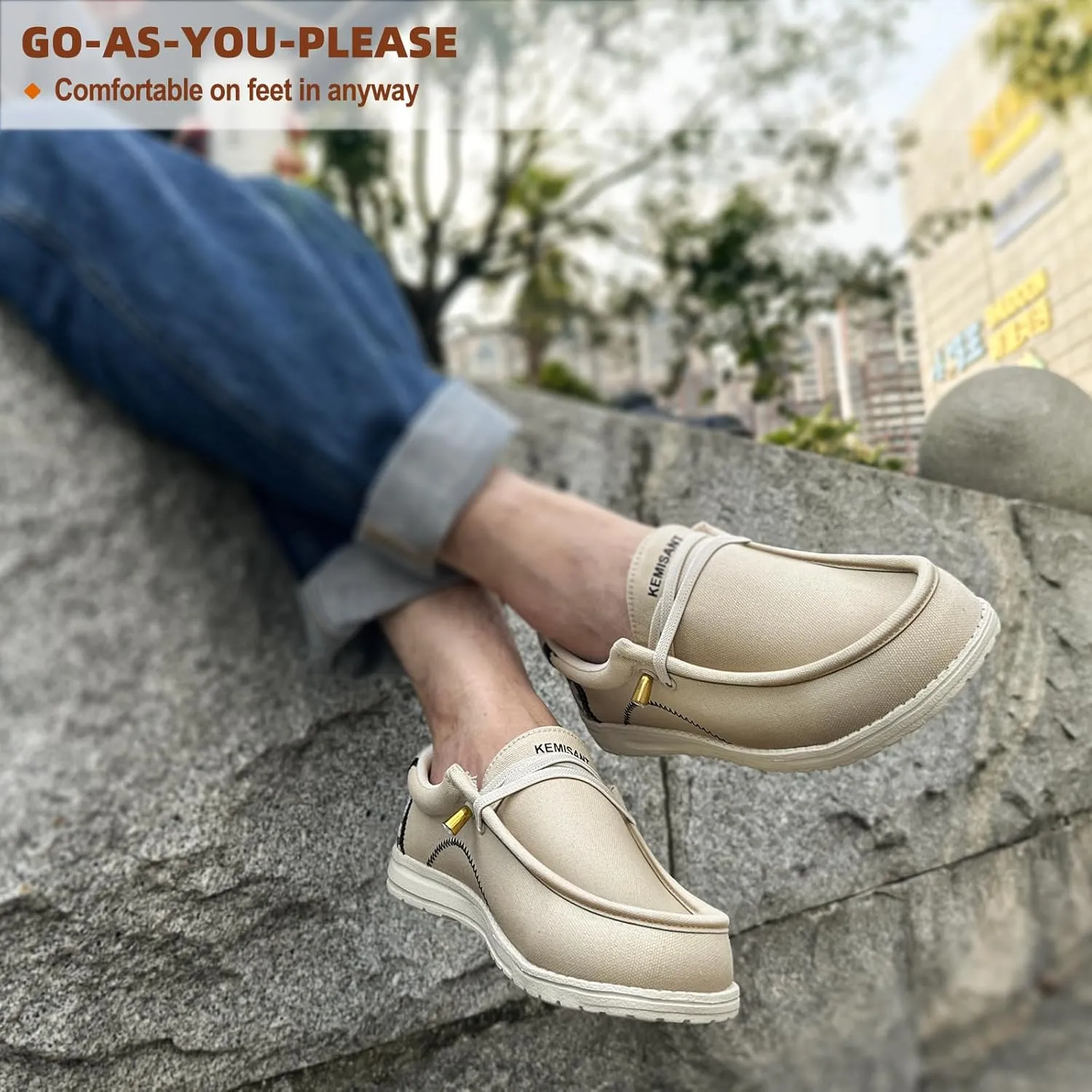 KEMISANT Men Slip On Shoes, Boat Shoes Sneaker Shoes Walking Shoes for Men Women Stretch Fit Lightweight