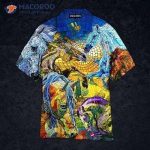 Kentucky Derby Horse Blue Hawaiian Shirts