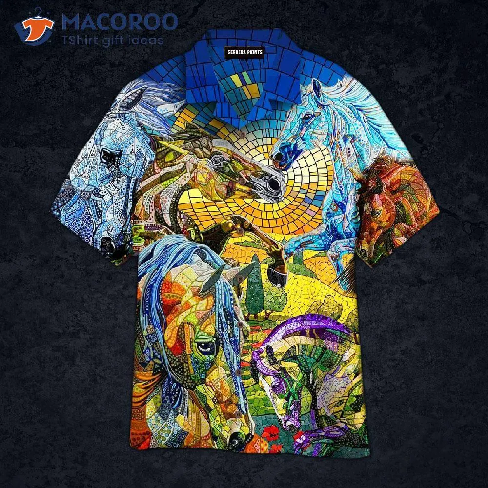 Kentucky Derby Horse Blue Hawaiian Shirts