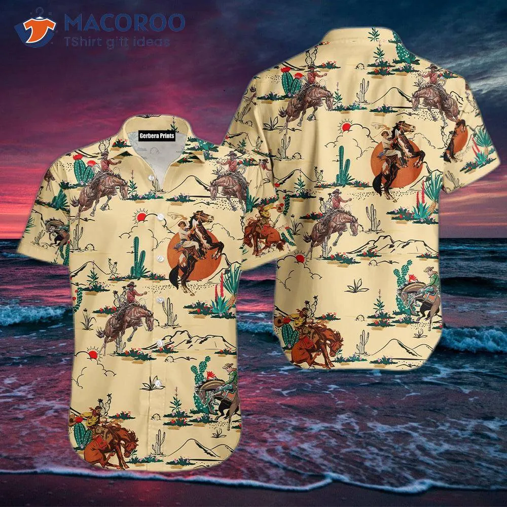 Kentucky Derby Horse Cowboy Hawaiian-style Shirt