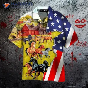 Kentucky Derby Horse Lovers American Flag Hawaiian Shirts
