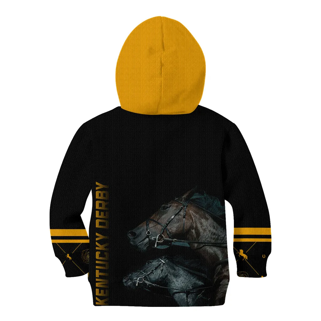 Kentucky Derby Kid Hoodie Luxury Black And Gold LT7