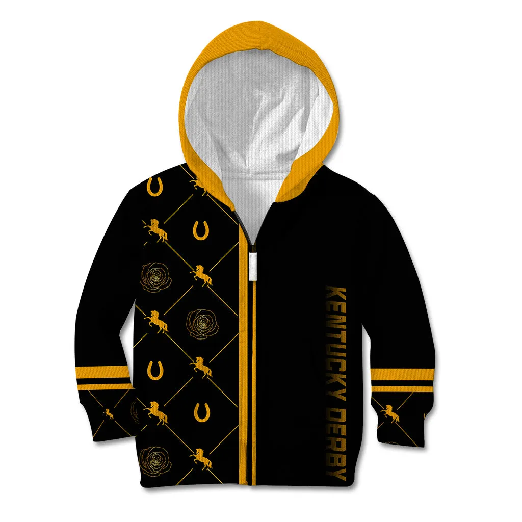 Kentucky Derby Kid Hoodie Luxury Black And Gold LT7