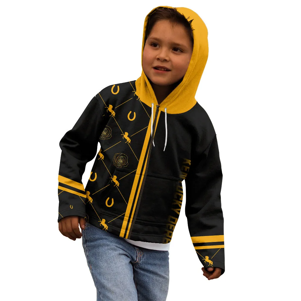 Kentucky Derby Kid Hoodie Luxury Black And Gold LT7