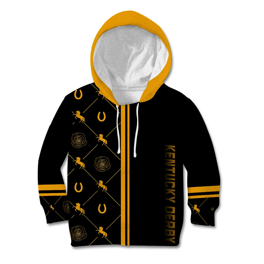Kentucky Derby Kid Hoodie Luxury Black And Gold LT7