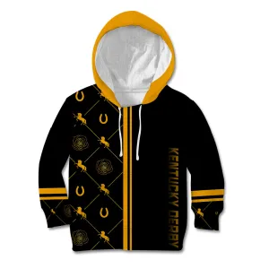 Kentucky Derby Kid Hoodie Luxury Black And Gold LT7