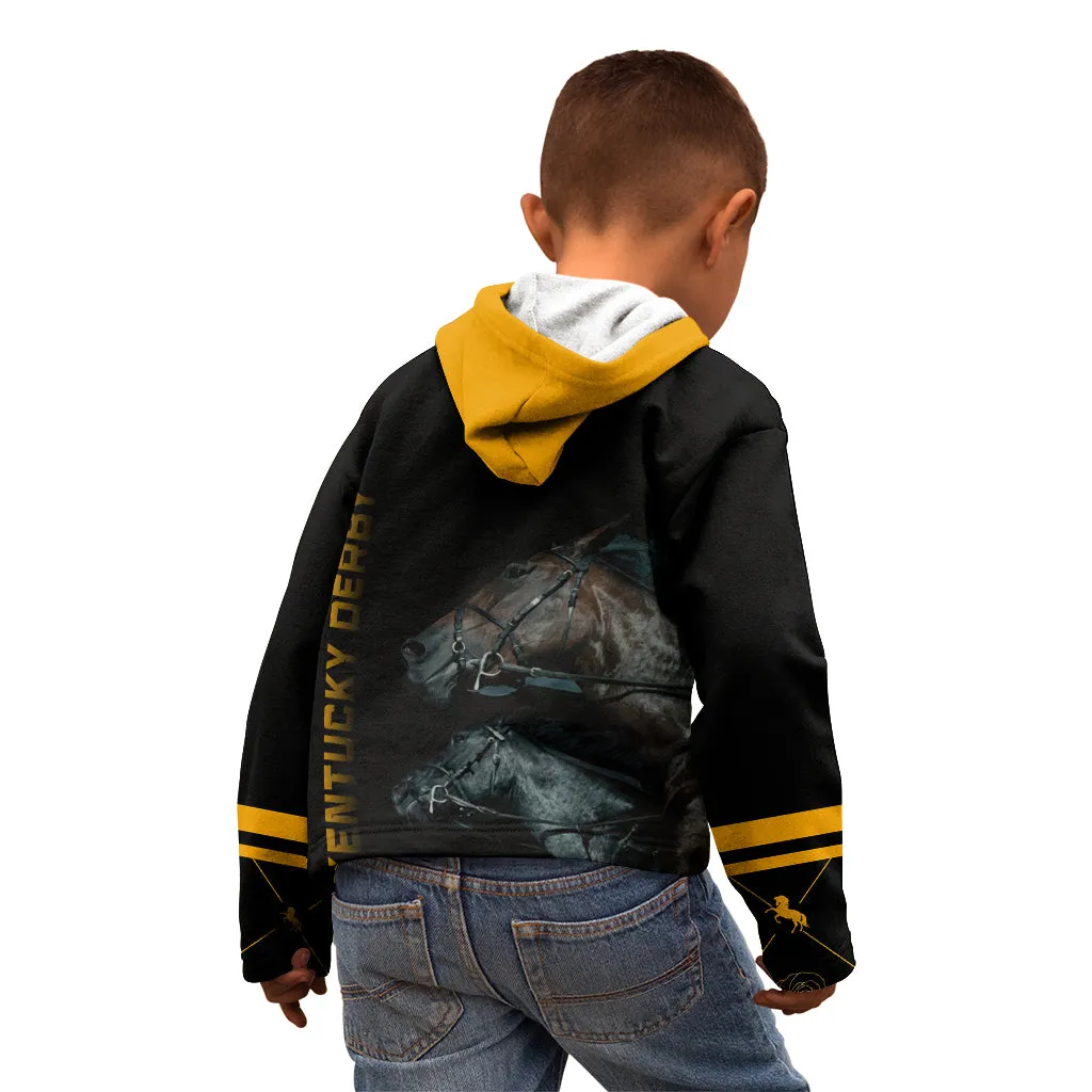 Kentucky Derby Kid Hoodie Luxury Black And Gold LT7
