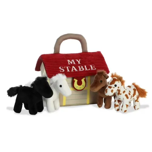 Kentucky Derby My Stable Plush Playset – 4-Piece Horse Set