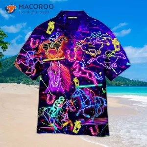 Kentucky Derby Racing Horse Neon Hawaiian Shirts