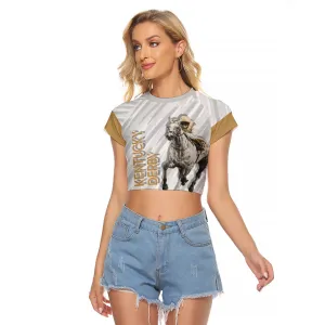 Kentucky Derby Raglan Cropped T Shirt Horse Racing LT7