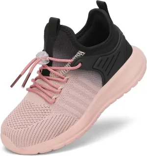 KESCOO Boys Girls Sneakers Kids Running Students Sports Tennis Shoes Lightweight Breathable Athletic Casual Shoes for Little/Big Kid Pink 35