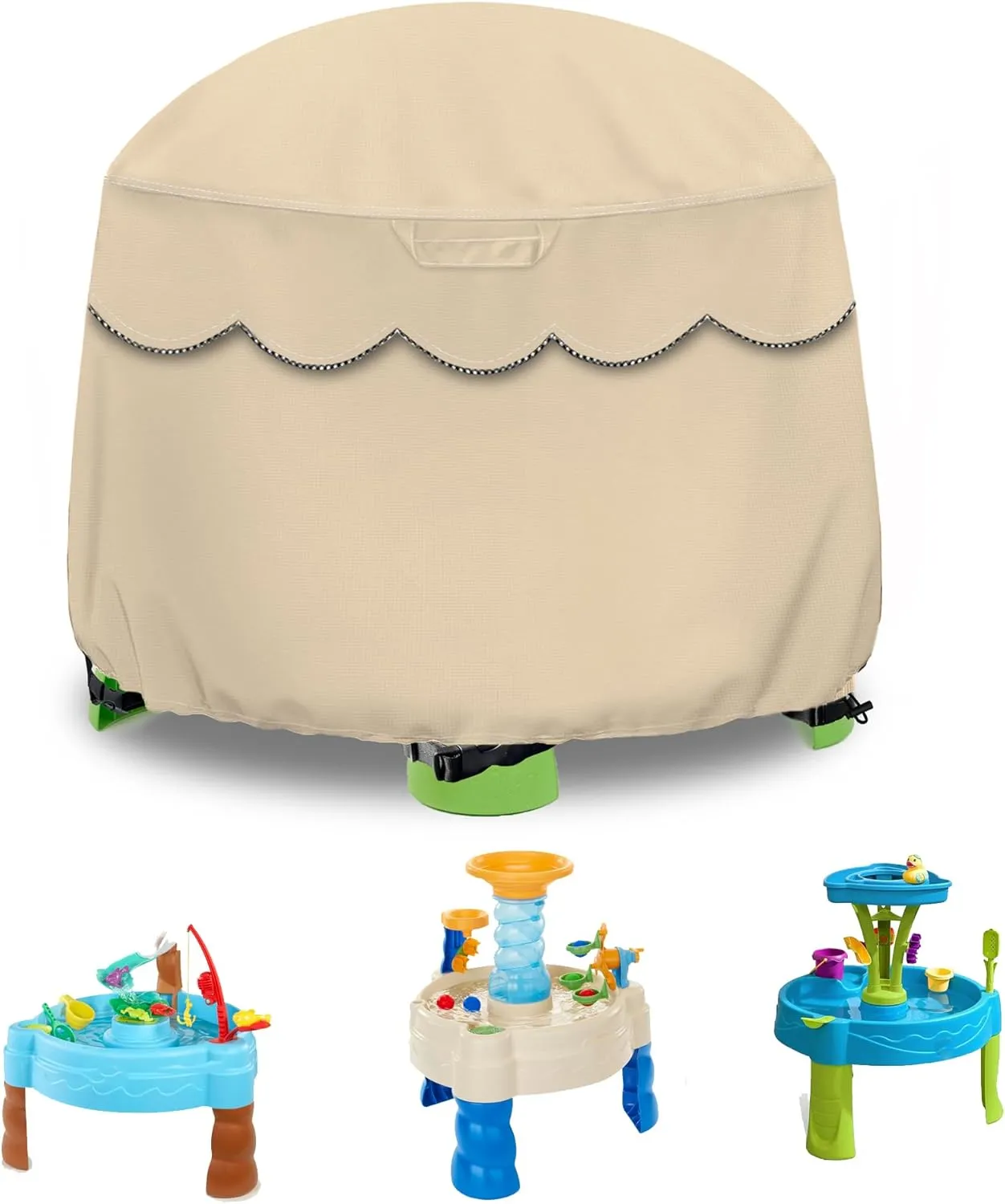Kids Water Table Cover Fit Little Tikes Fish 'n Splash Water Table, Waterproof Dust Proof Outdoor Toys -Cover only (Khaki, 34"Dx20"H)