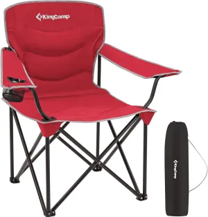KingCamp Folding Camping Oversized Portable Padded Quad Chairs with Cup Holder and Carry Bag Heavy Duty Supports 300lbs for Outdoor, Fishing, Picnic, Sports, 37.4" x 22.8" x 38.9", RED1