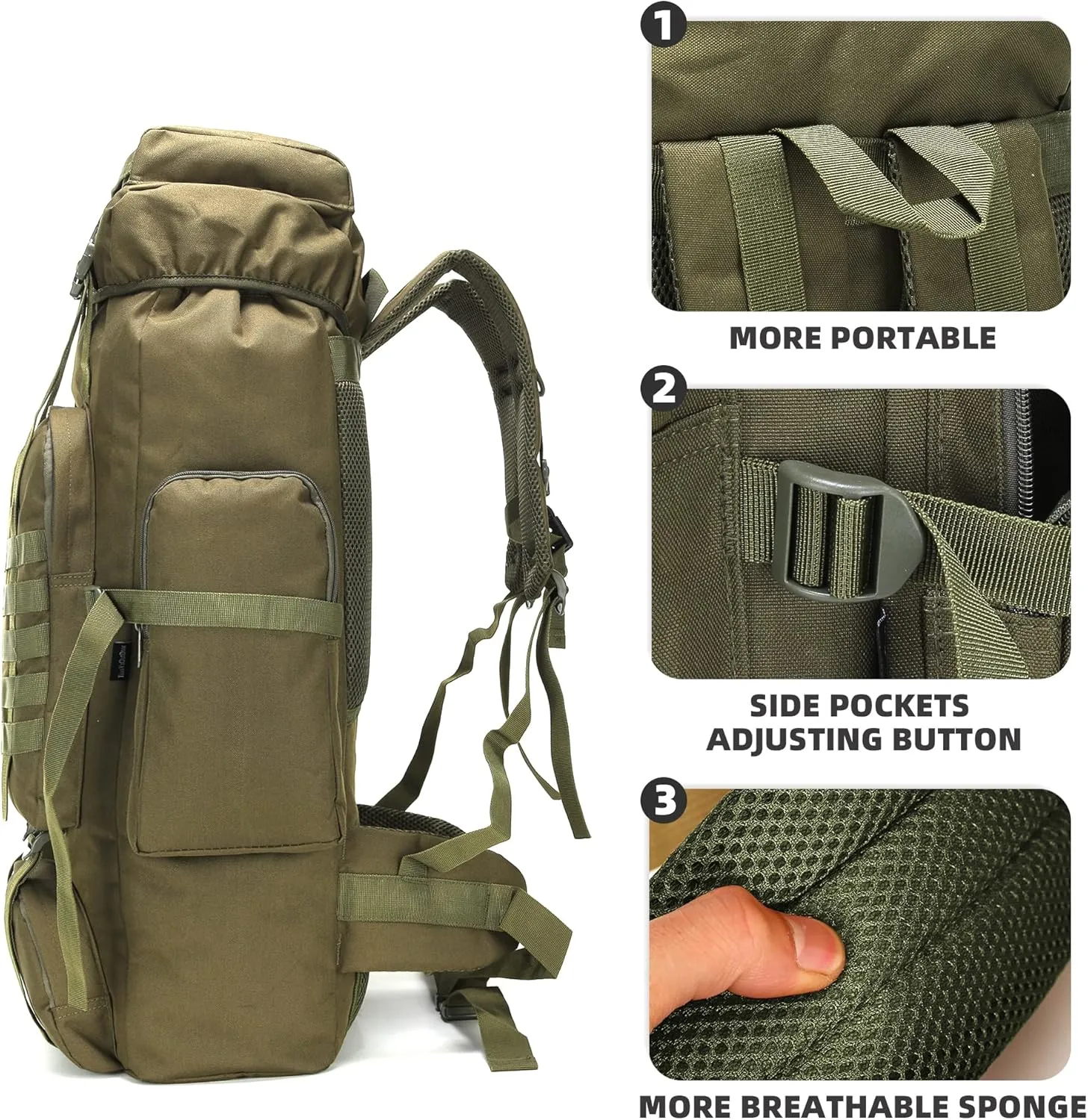King'sGuard 70L Camping Hiking Backpack Tactical Backpack Military Molle Rucksack Backpack for Outdoor