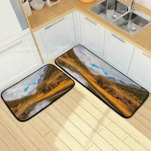 Kitchen Rug Mat Autumn Scenery of Gold Valley Non-Slip Absorbent Runner Rug for Kitchen Floor,Entryway,Hallway,Laundry,Bathroom and Bedroom
