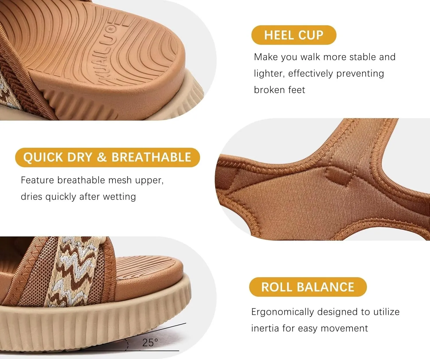 KuaiLu Womens Orthopedic Walking Sandals Recovery Sport Outdoor Hiking Water Sandles Thick Athletic Cushion Adjustable Strap Sandals with Comfortable Plantar Fasciitis Arch Support