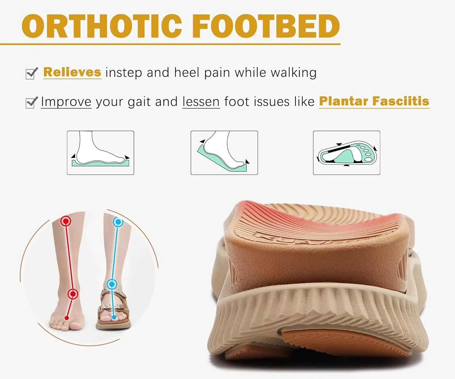 KuaiLu Womens Orthopedic Walking Sandals Recovery Sport Outdoor Hiking Water Sandles Thick Athletic Cushion Adjustable Strap Sandals with Comfortable Plantar Fasciitis Arch Support