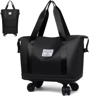 Kulken Wheeled Travel Bag - Large Capacity Luggage with Removable Universal Wheels, Durable Spinner Suitcase for Air Travel (Black)