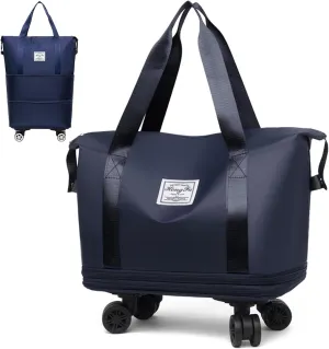 Kulken Wheeled Travel Bag - Large Capacity Luggage with Removable Universal Wheels, Durable Spinner Suitcase for Air Travel (Blue)