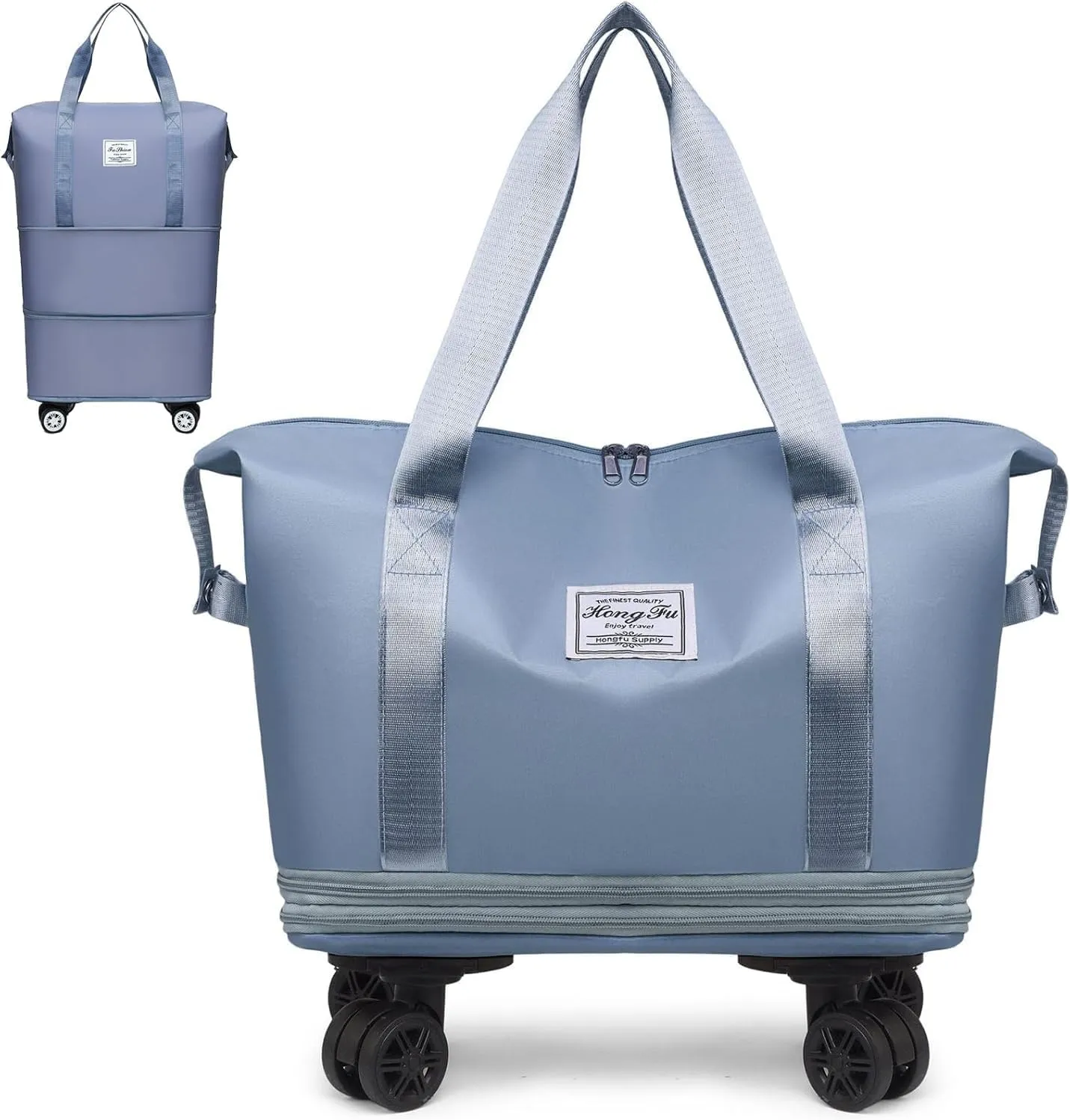 Kulken Wheeled Travel Bag - Large Capacity Luggage with Removable Universal Wheels, Durable Spinner Suitcase for Air Travel (Navy)
