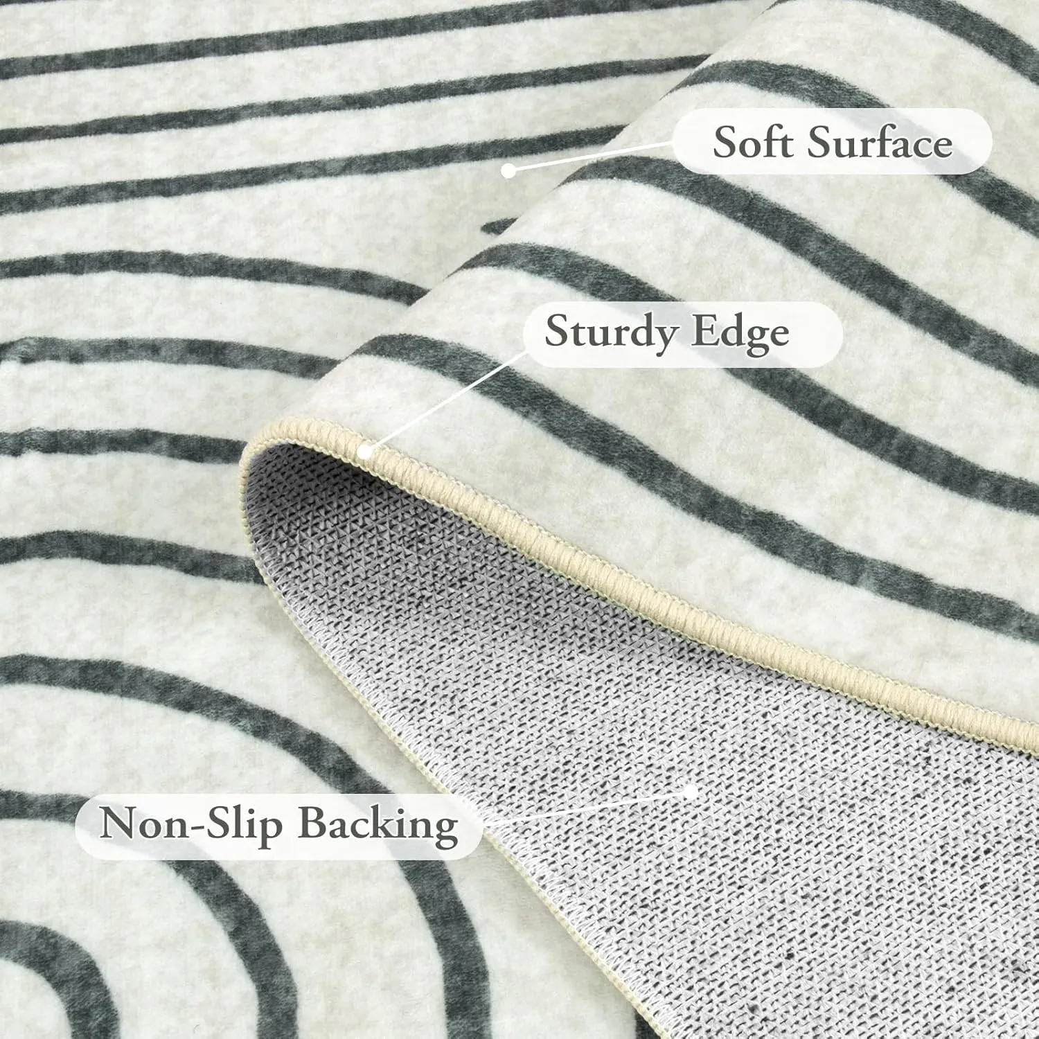 Lahome Abstract Washable Area Rug, 5x7 Area Rugs for Living Room Bedroom Non-Slip, Soft Ultra-Thin Modern Black and White Rug Throw Large Carpet for Dining Room (5'x7',Black)