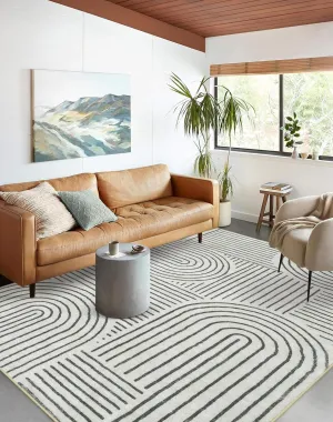 Lahome Abstract Washable Area Rug, 5x7 Area Rugs for Living Room Bedroom Non-Slip, Soft Ultra-Thin Modern Black and White Rug Throw Large Carpet for Dining Room (5'x7',Black)