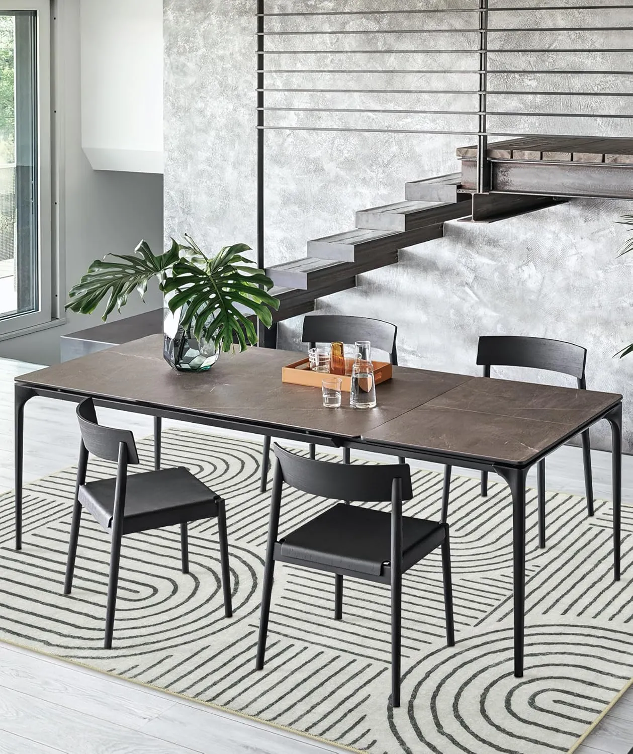 Lahome Abstract Washable Area Rug, 5x7 Area Rugs for Living Room Bedroom Non-Slip, Soft Ultra-Thin Modern Black and White Rug Throw Large Carpet for Dining Room (5'x7',Black)