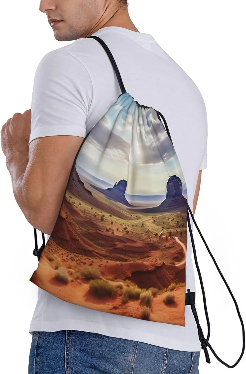 Landscape of Monument Valley Drawstring Backpack Waterproof String Bag Sports Sackpack Gym Bags for Men Women
