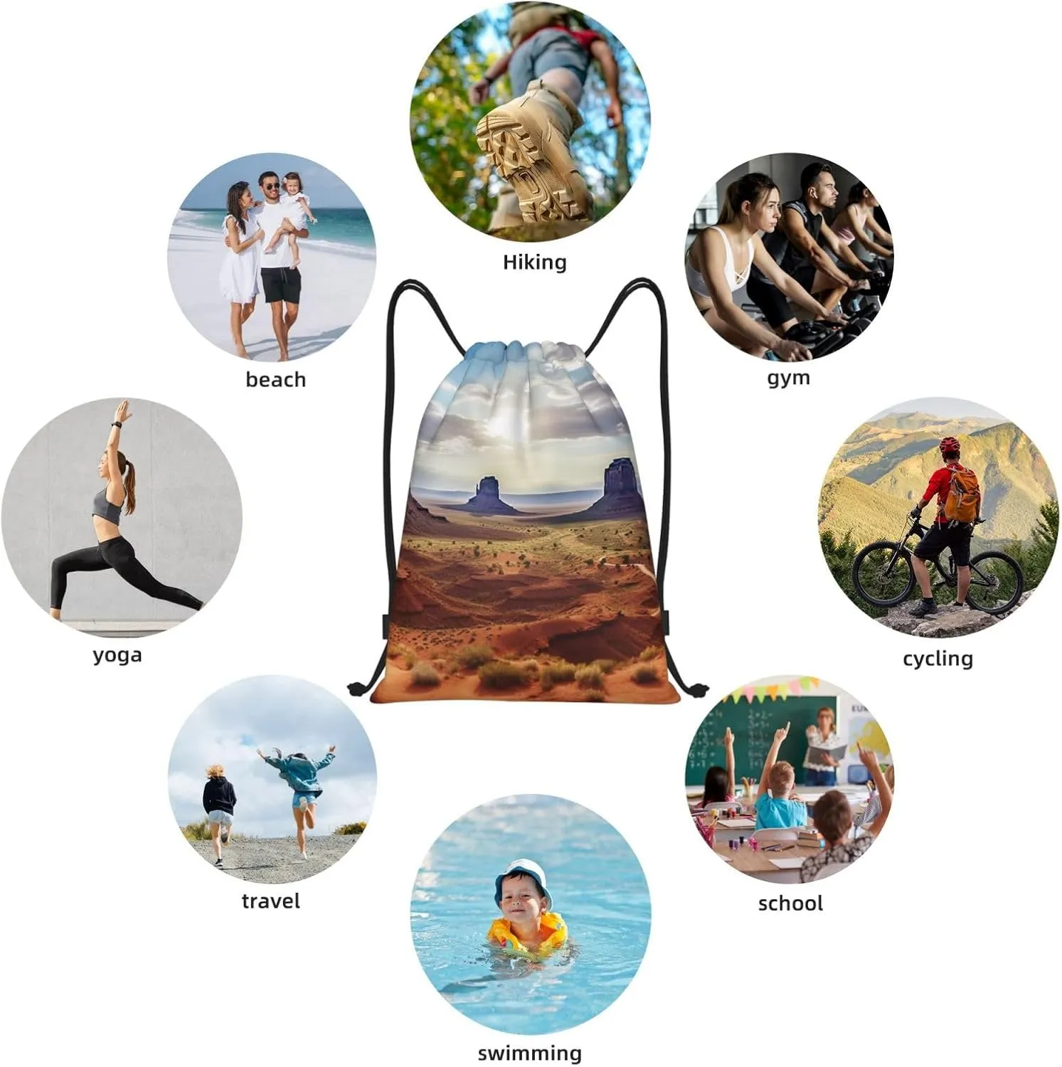 Landscape of Monument Valley Drawstring Backpack Waterproof String Bag Sports Sackpack Gym Bags for Men Women