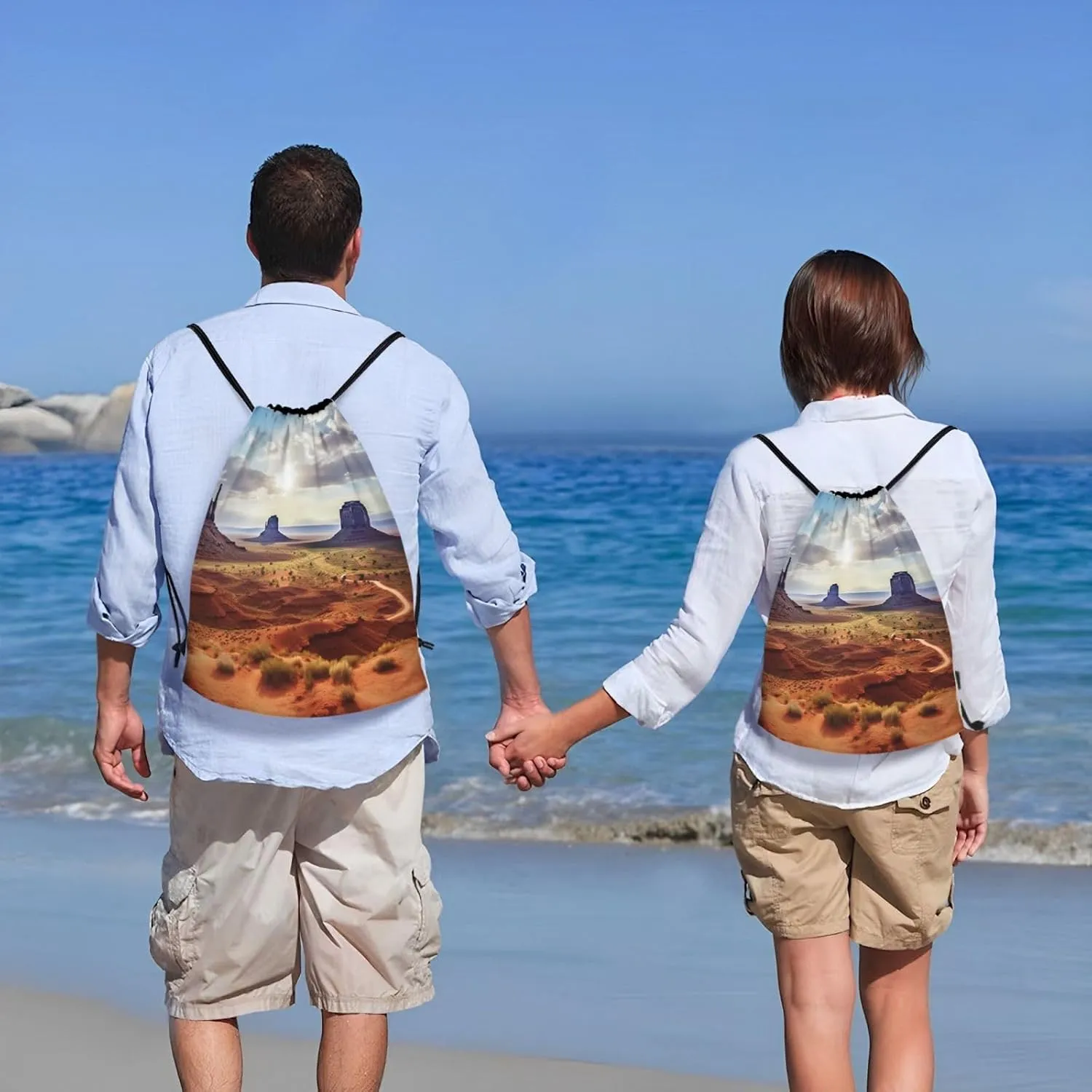 Landscape of Monument Valley Drawstring Backpack Waterproof String Bag Sports Sackpack Gym Bags for Men Women