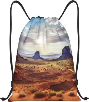 Landscape of Monument Valley Drawstring Backpack Waterproof String Bag Sports Sackpack Gym Bags for Men Women