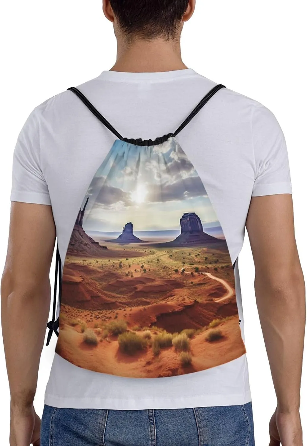 Landscape of Monument Valley Drawstring Backpack Waterproof String Bag Sports Sackpack Gym Bags for Men Women